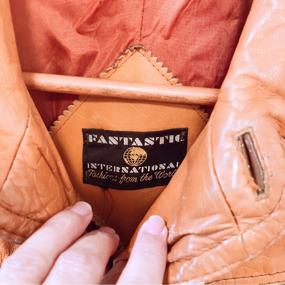 Vintage Distressed Leather Jacket 70’s Retro - Picture 5 of 8